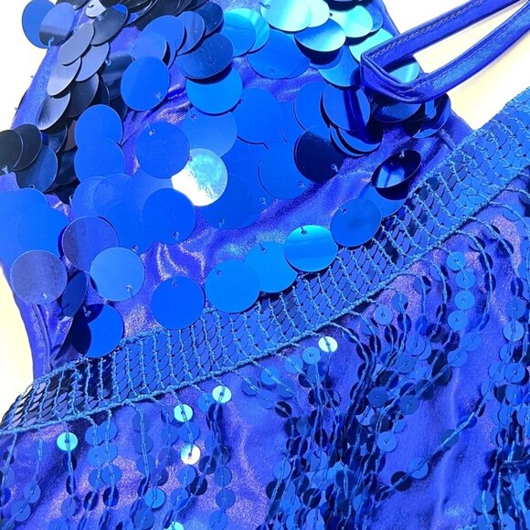 Blue sequins dress Latin Dance Dress 1920 Flapper Costume Size Medium - Picture 6 of 13